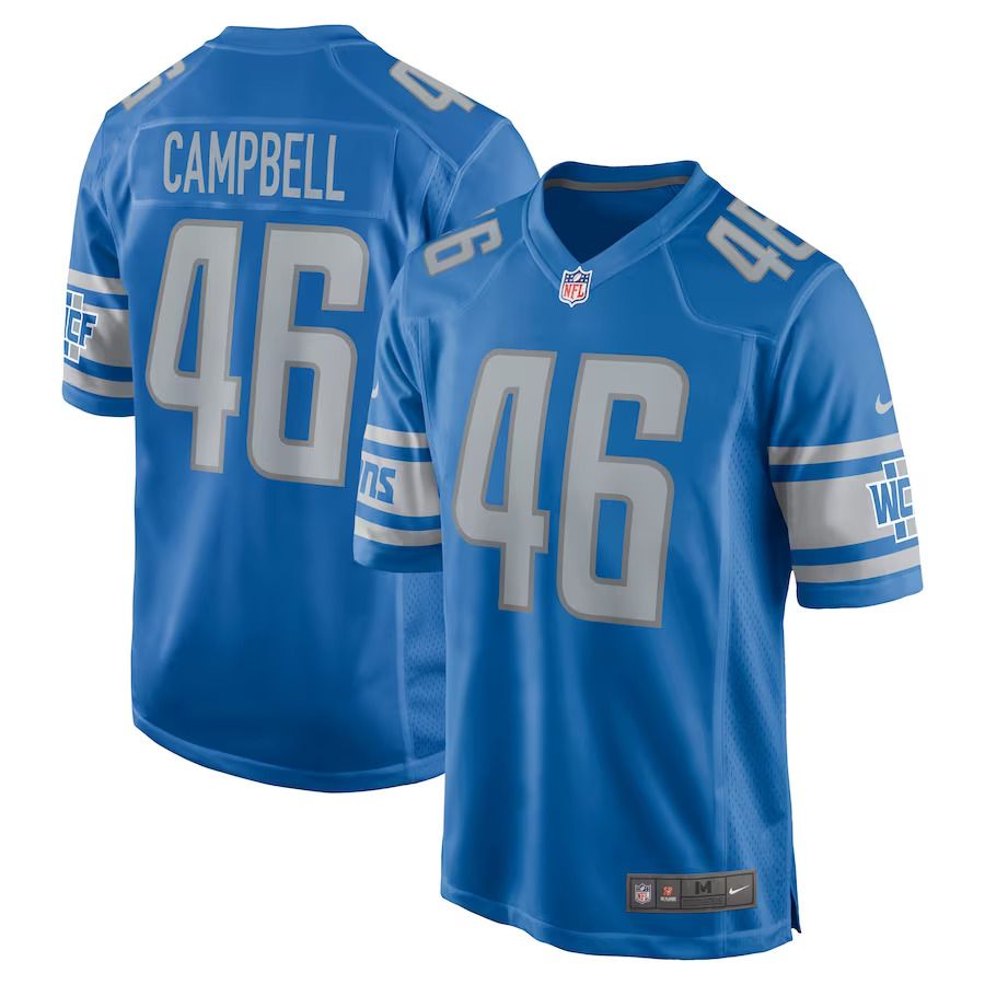 Men Detroit Lions #46 Jack Campbell Nike Blue 2023 NFL Draft First Round Pick Game Jersey